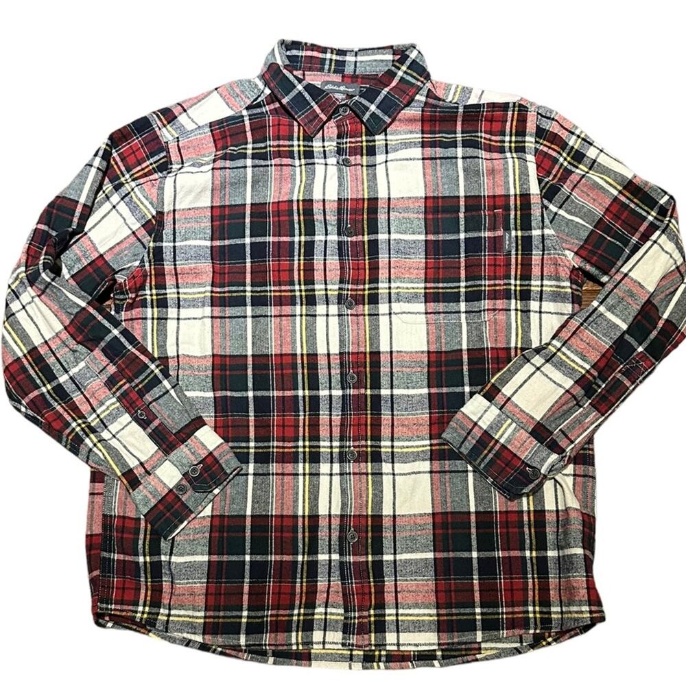 Eddie Bauer Mens XL Plaid Flannel Long Sleeve Casual Shirt